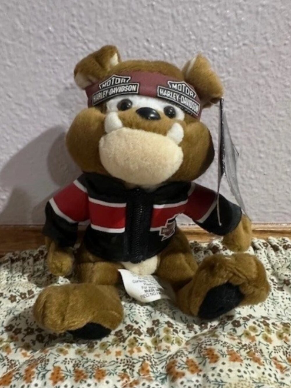 Harley Davidson Bean Bag Stuffed Plush Animal Tanker Bulldog Dog 1999 NWT